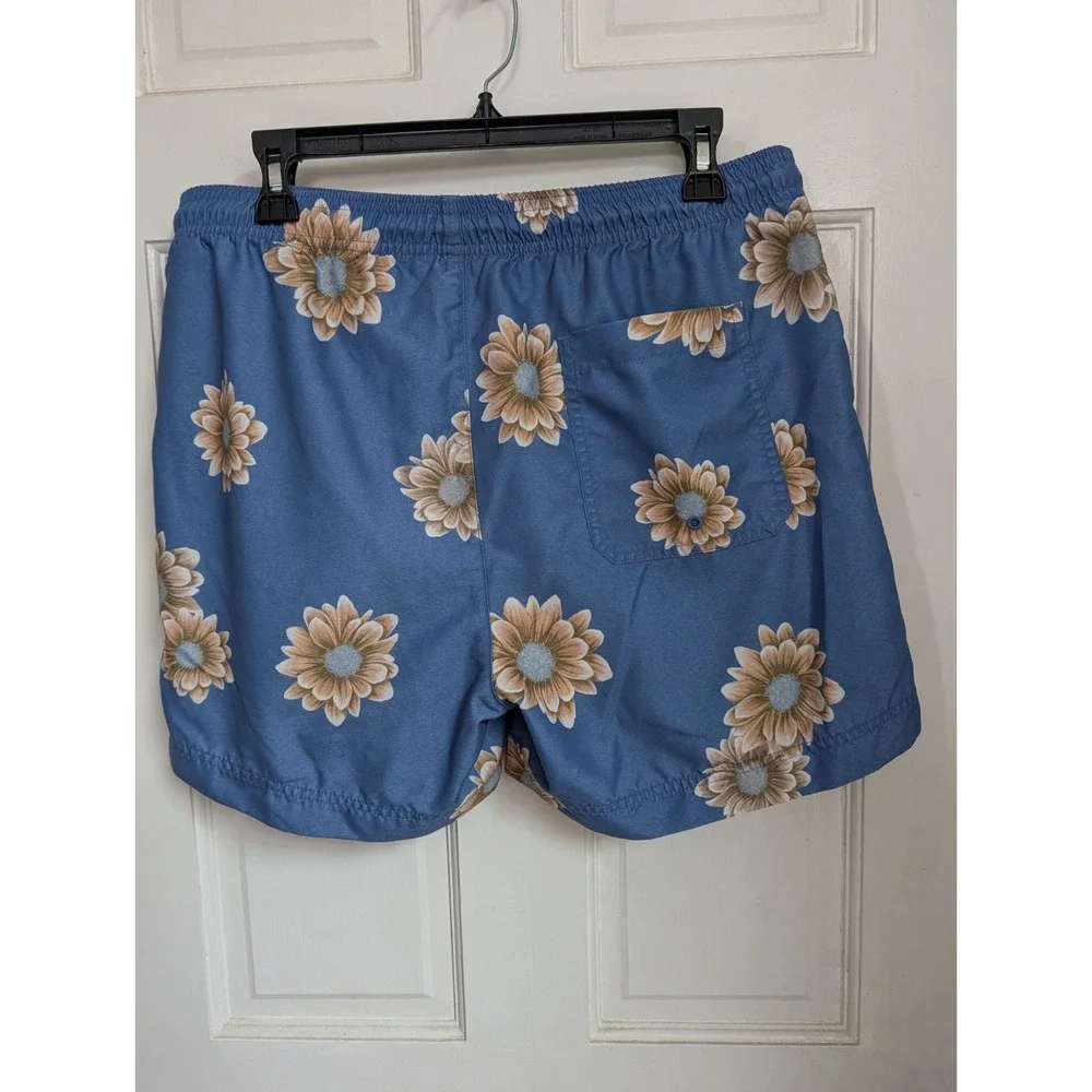 PACSUN swim trunks blue daisy print shorts Large